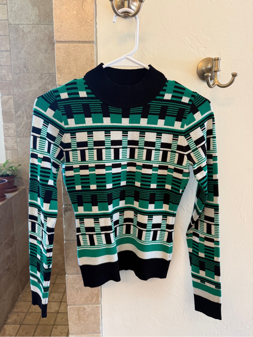 Karen Millen Green Geometric Knit Sweater